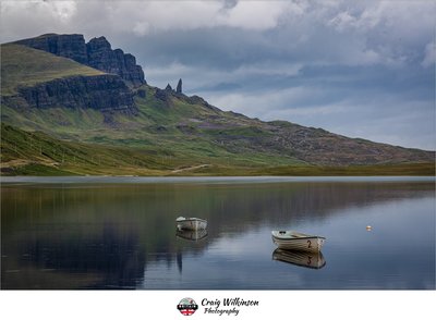 Boats on Loch Fada, Old Man of Storr